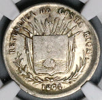1864 NGC XF Costa Rica 25 Centavos Small 25 Cs Ceiba Tree Silver Coin (25081401D)