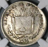 1864 NGC XF Costa Rica 25 Centavos Small 25 Cs Ceiba Tree Silver Coin (25081401D)