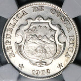 1902 NGC UNC Costa Rica 50 Centimos Rare No Counterstamp Silver Coin (26021901D)