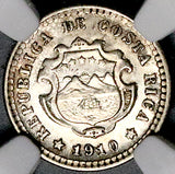 1910 NGC MS 66 Costa Rica 5 Centimos Gem Key Mint State Silver Coin (26071601D)