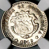 1910 NGC MS 66 Costa Rica 5 Centimos Gem Key Mint State Silver Coin (26071601D)