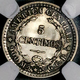 1910 NGC MS 66 Costa Rica 5 Centimos Gem Key Mint State Silver Coin (26071601D)