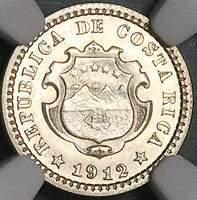 1912 NGC MS 67 Costa Rica 5 Centimos Mint State Silver Coin (23101001C)