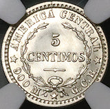 1912 NGC MS 67 Costa Rica 5 Centimos Mint State Silver Coin (23101001C)