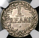 1821 NGC AU Curacao 1 Reaal 8 Acorns Rare Dutch Colonial Silver Coin (24121501C)