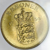 1959 NGC MS 66 Denmark 2 Kroner Frederik IX Key Date 192k POP 6/0 (26050204C)