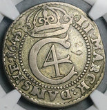 1645 NGC VF 2 Mark Marck Denmark Christian IV Judaica Gluckstad Mint Silver Coin (26051702D)