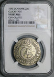 1645 NGC VF 2 Mark Marck Denmark Christian IV Judaica Gluckstad Mint Silver Coin (26051702D)