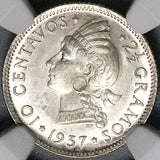 1937 NGC MS 65 Dominican Republic 10 Centavos Gem Silver Coin (17061801D)
