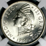 1961 NGC MS 66 Dominican Republic Medio 1/2 Peso Gem Coin (26050203C)
