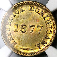 1877 NGC MS 64 Dominican Republic 1 Centavo Mint State Coin (24020702C)