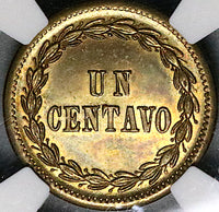 1877 NGC MS 64 Dominican Republic 1 Centavo Mint State Coin (24020702C)