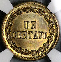 1877 NGC MS 64 Dominican Republic 1 Centavo Mint State Coin (24020702C)