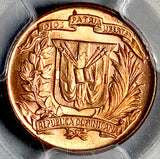 1942 PCGS MS 65 RED Dominican Republic 1 Centavo Palm Tree Gem Mint State Coin (26050105C)