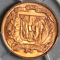 1942 PCGS MS 65 RED Dominican Republic 1 Centavo Gem Mint State Coin (23050802C)