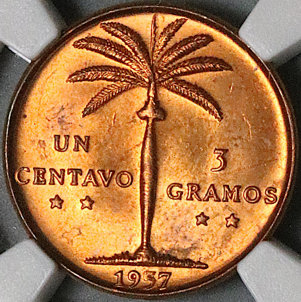1957 NGC MS 63 Dominican Republic 1 Centavo Palm Tree Red Coin (23072001C)