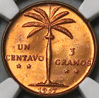 1957 NGC MS 63 Dominican Republic 1 Centavo Palm Tree Red Coin (23072001C)