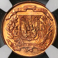 1957 NGC MS 63 Dominican Republic 1 Centavo Palm Tree Red Coin (23072001C)