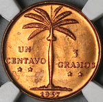 1957 NGC MS 64 Dominican Republic 1 Centavo Palm Tree RED Coin (23072102C)