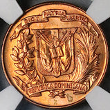 1957 NGC MS 64 Dominican Republic 1 Centavo Palm Tree RED Coin (23072102C)