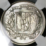 1961 NGC MS 66 Dominican Republic 25 Centavos Last 90% Silver Coin (23031903C)