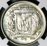 1959 NGC MS 64+ Dominican Republic 1/2 Medio Peso 50c Silver Coin (23100402C)