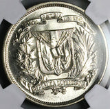 1959 NGC MS 65 Dominican Republic 1/2 Medio Peso 50c GEM PL Silver Coin (16082101D)