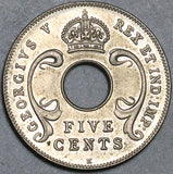 1914-K East Africa UNC 5 Cents King George V Kings Norton Mint Coin (24100702R)