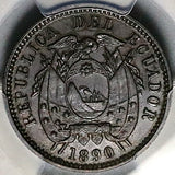 1890-H PCGS AU 58 Ecuador 1/2 Centavo Heaton Mint Copper Coin POP 2/1 (25062401D)