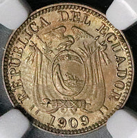 1909-H NGC AU 55 Ecuador 1/2 Medio Centavo Heaton Mint Coin (25052403C)