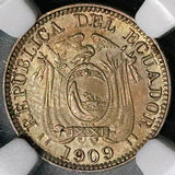 1909-H NGC AU 55 Ecuador 1/2 Medio Centavo Heaton Mint Coin (25052403C)
