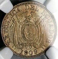 1909-H NGC AU 55 Ecuador 1/2 Medio Centavo Heaton Mint Coin (25052403C)