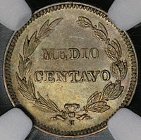 1909-H NGC AU 55 Ecuador 1/2 Medio Centavo Heaton Mint Coin (25052403C)