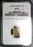1909-H NGC AU 55 Ecuador 1/2 Medio Centavo Heaton Mint Coin (25052403C)