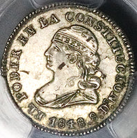 1848 GJ PCGS AU 55 Ecuador 1/2 Real Quito Silver Coin (24022801C)