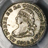 1848 GJ PCGS AU 55 Ecuador 1/2 Real Quito Silver Coin (24022801C)