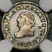 1852 NGC AU Ecuador 1/4 Real Silver Quito Un Quarto Liberty Head Coin (23050501C)