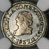 1852 NGC AU Ecuador 1/4 Real Silver Quito Un Quarto Liberty Head Coin (23050501C)