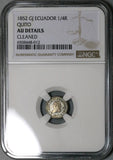 1852 NGC AU Ecuador 1/4 Real Silver Quito Un Quarto Liberty Head Coin (23050501C)