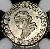 1852 NGC MS 64 Ecuador 1/4 Real Liberty Head Quito Un Quarto Silver Coin (26061801C)