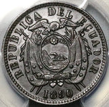 1890-H PCGS AU 55 Ecuador 1 Centavo Heaton Mint Copper Coin POP 1/1  (25062402D)