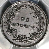 1890-H PCGS AU 55 Ecuador 1 Centavo Heaton Mint Copper Coin POP 1/1  (25062402D)