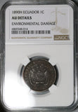 1890-H NGC AU Ecuador 1 Centavo Heaton Mint (24031602C)