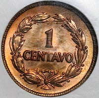 1928 NGC MS 65 RB Ecuador 1 Centavo GEM Mint State BU Coin (23102901C)
