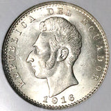 1916 NGC MS 62 Ecuador 2 Decimos de Sucre Mint State Silver Coin (23102903C)