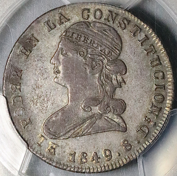 1849 PCGS XF 40 Ecuador 2 Reales Quito Mint Liberty Head Silver Coin (25102302D)