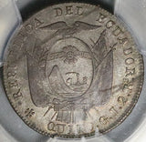 1849 PCGS XF 40 Ecuador 2 Reales Quito Mint Liberty Head Silver Coin (25102302D)