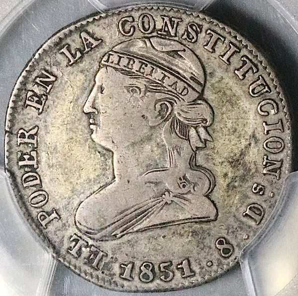 1851 PCGS VF 20 Ecuador 2 Reales Quito Mint Liberty Head Silver Coin POP 2/1 (25100101D)