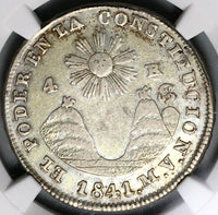 1841 NGC XF 45 Ecuador 4 Reales Quito Lettered Edge Rare Silver Coin (23032301D)