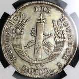 1841 NGC XF 45 Ecuador 4 Reales Quito Lettered Edge Rare Silver Coin (23032301D)